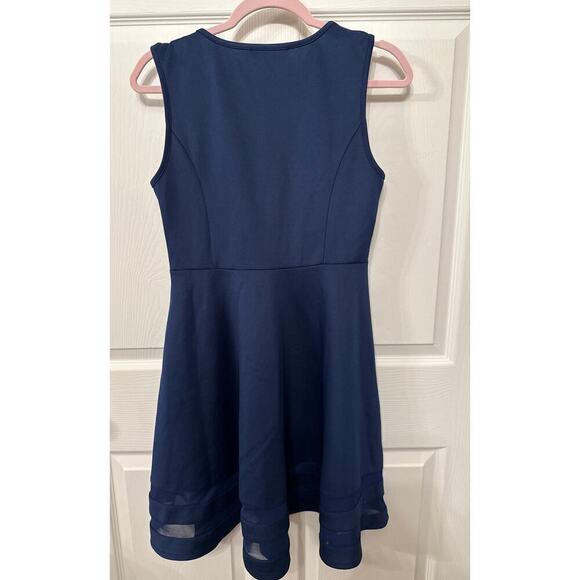 Lulu’s Navy Final Stretch Fit and Flare Sheer Mesh Panel Dress, M - Picture 9 of 9
